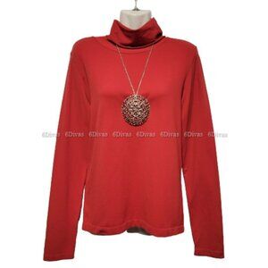 Turtleneck Red Top Long Sleeve Fall Top Winter Top Size L
